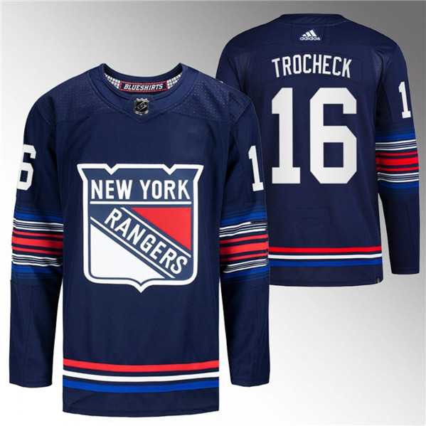 Mens New York Rangers #16 Vincent Trocheck Navy Stitched Jersey Dzhi->new york rangers->NHL Jersey